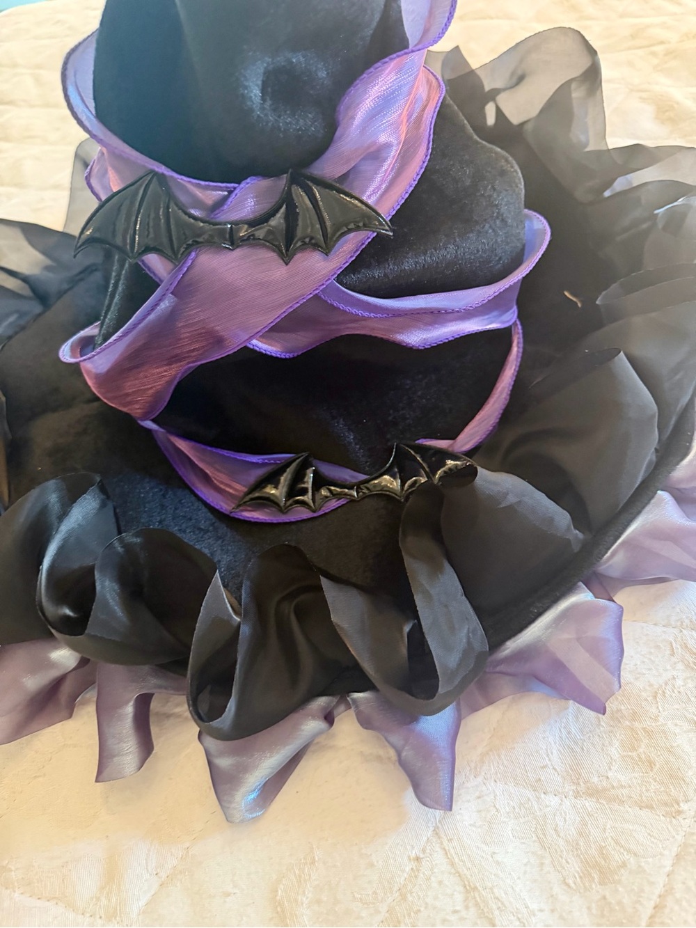 Purple & Black Witch Hat Halloween with Bat Accents Boutique bought so cute